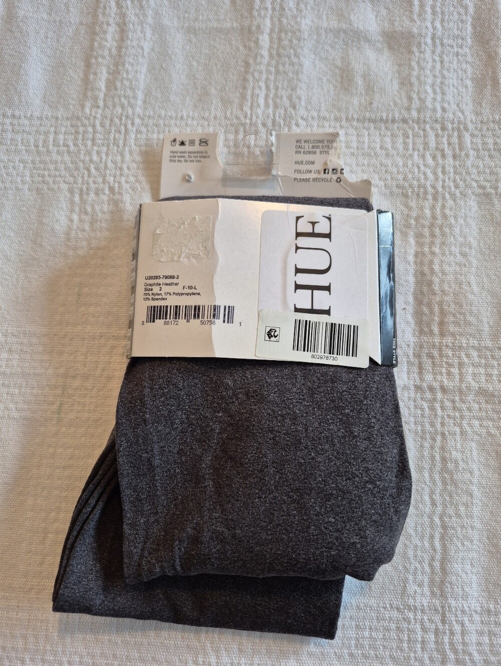 Hue women's size 2 graphite heather 90 denier control top tights NWT - Picture 4 of 4